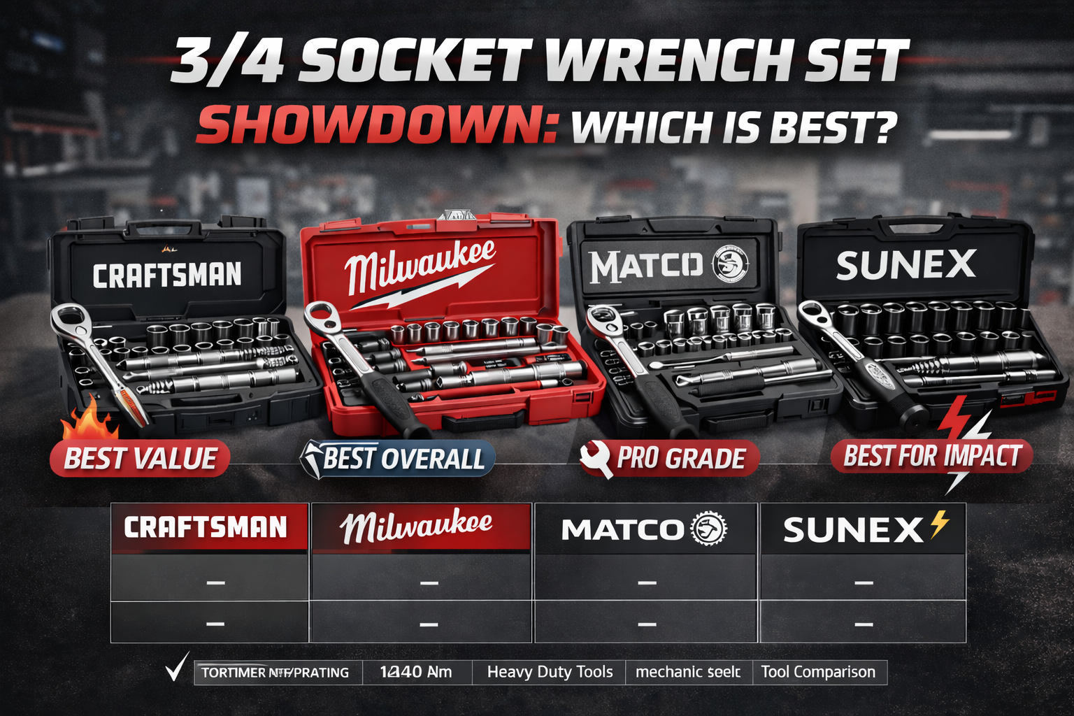 3/4 Socket Wrench Set Comparison (2026): Best Options for Heavy-Duty Work