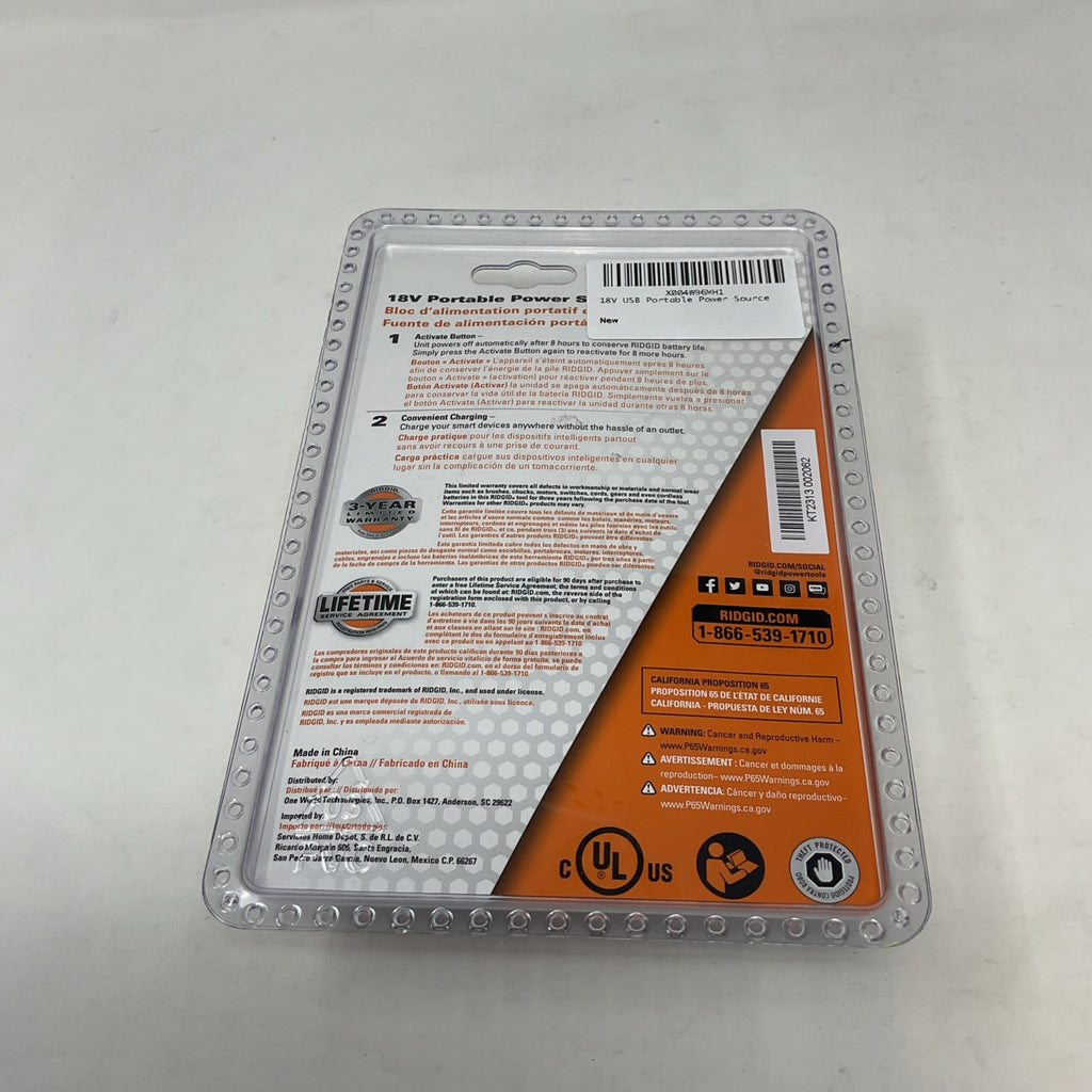 Ridgid 18V Volt USB Portable Mobile Battery Charging Adaptor Port Power Source