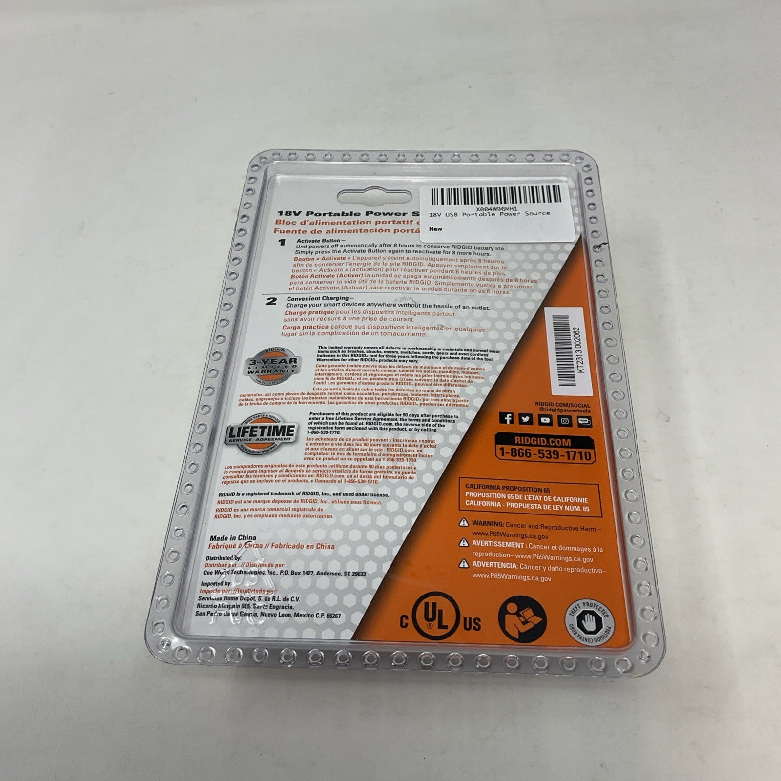 Ridgid 18V Volt USB Portable Mobile Battery Charging Adaptor Port Power Source