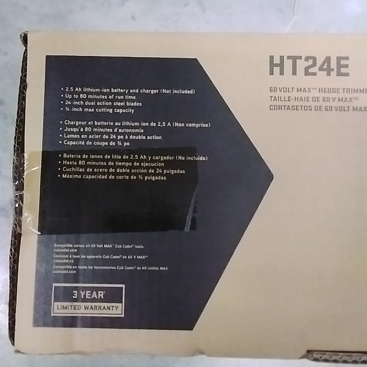 Cub Cadet HT24E 60 Volt Max 24" Cordless Electric Hedge Trimmer  *TOOL ONLY*