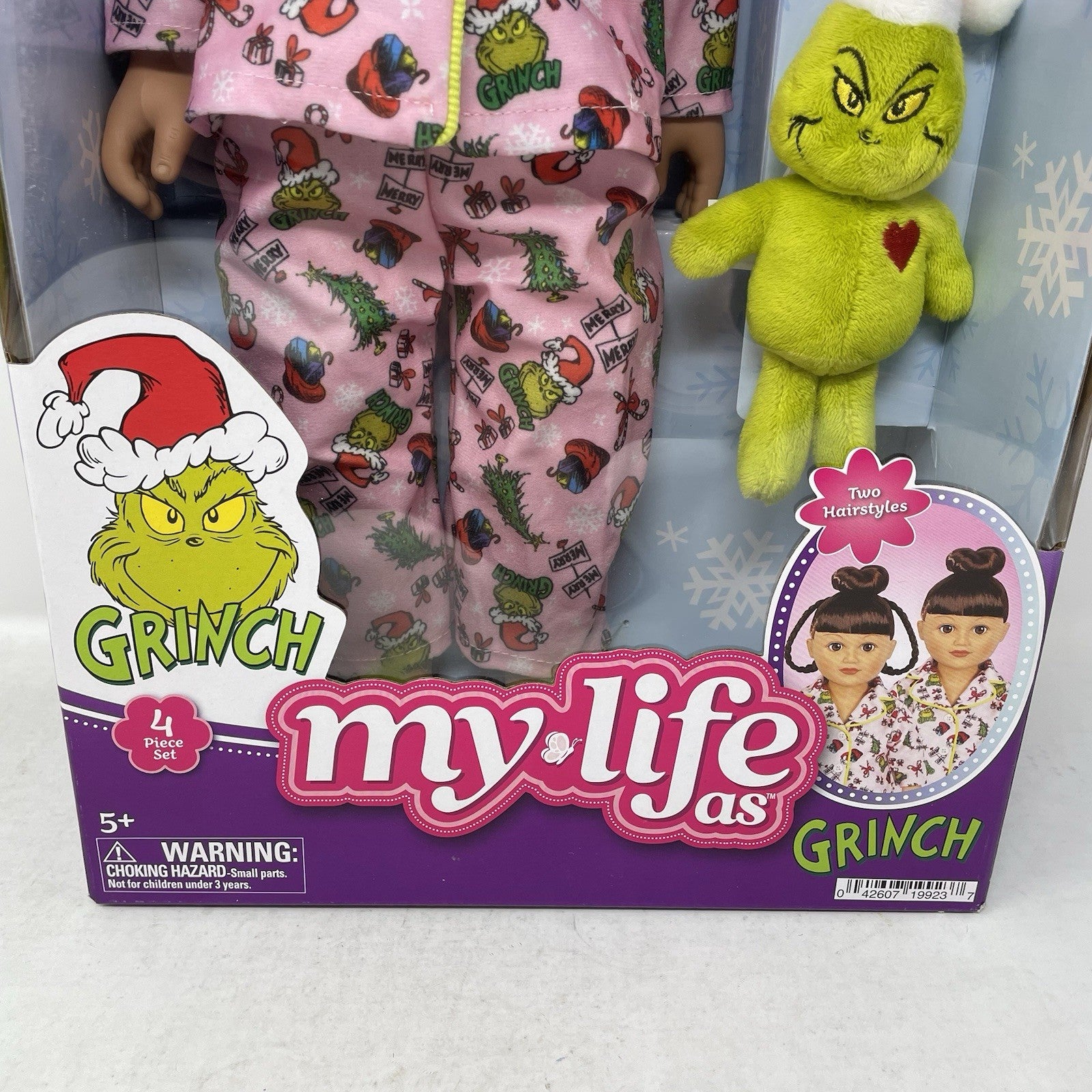 My Life as Grinch 4 pc Sleepover Set 18" Doll Brown Hair Brown Eyes with Book