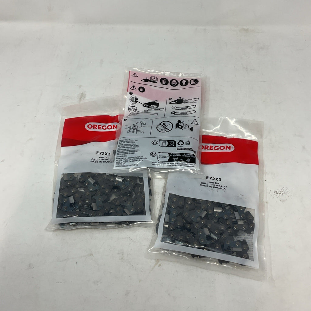 Oregon E72 PowerCut Chainsaw Chain for 20" Guide Bar Steel Grey (Lot of 3)