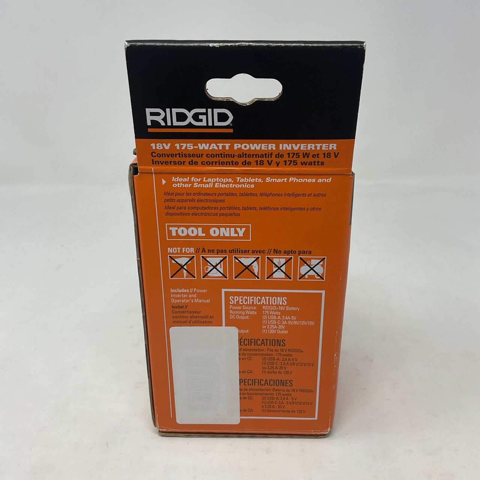 Ridgid 18V Volt Cordless 175-Watt Power Inverter AC86097 *Tool Only*