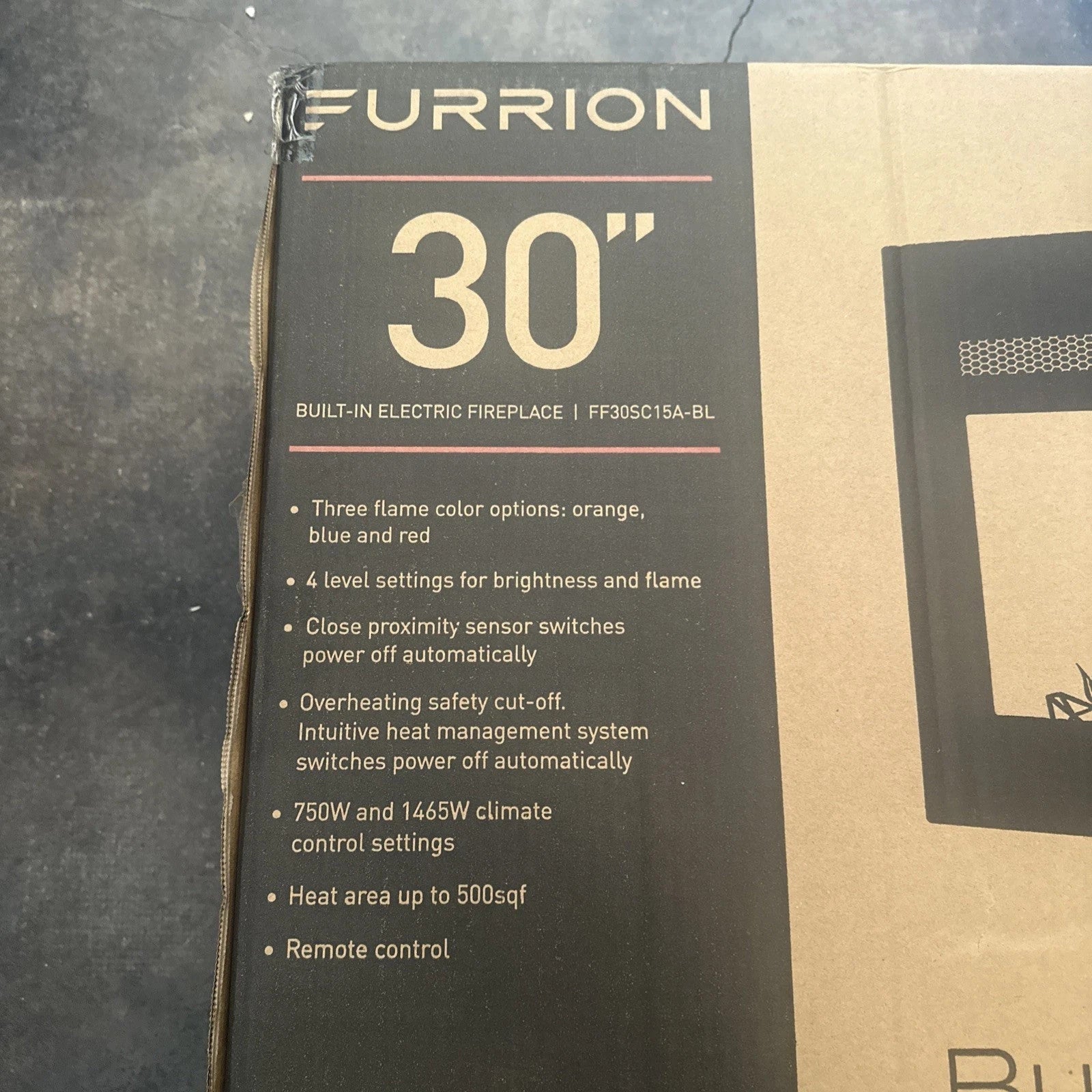 Furrion 30" Built-In Electric Fireplace Heater Black RV Camper FF30SC15A-BL