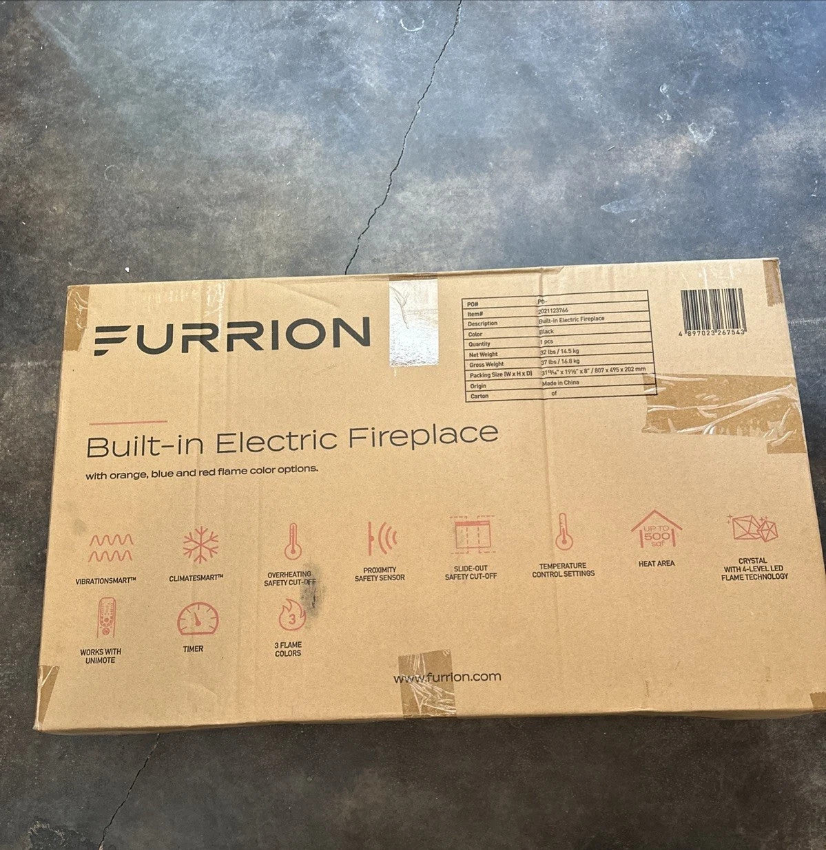 Furrion 30" Built-In Electric Fireplace Heater Black RV Camper FF30SC15A-BL