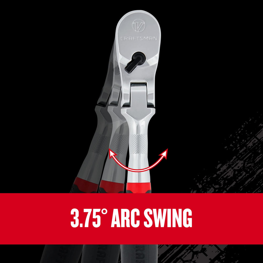 CRAFTSMAN V-SERIES Ratchet, 1/2 Inch Drive, 96-Tooth, Flexible Head XL Comfort Grip (CMMT86336V)
