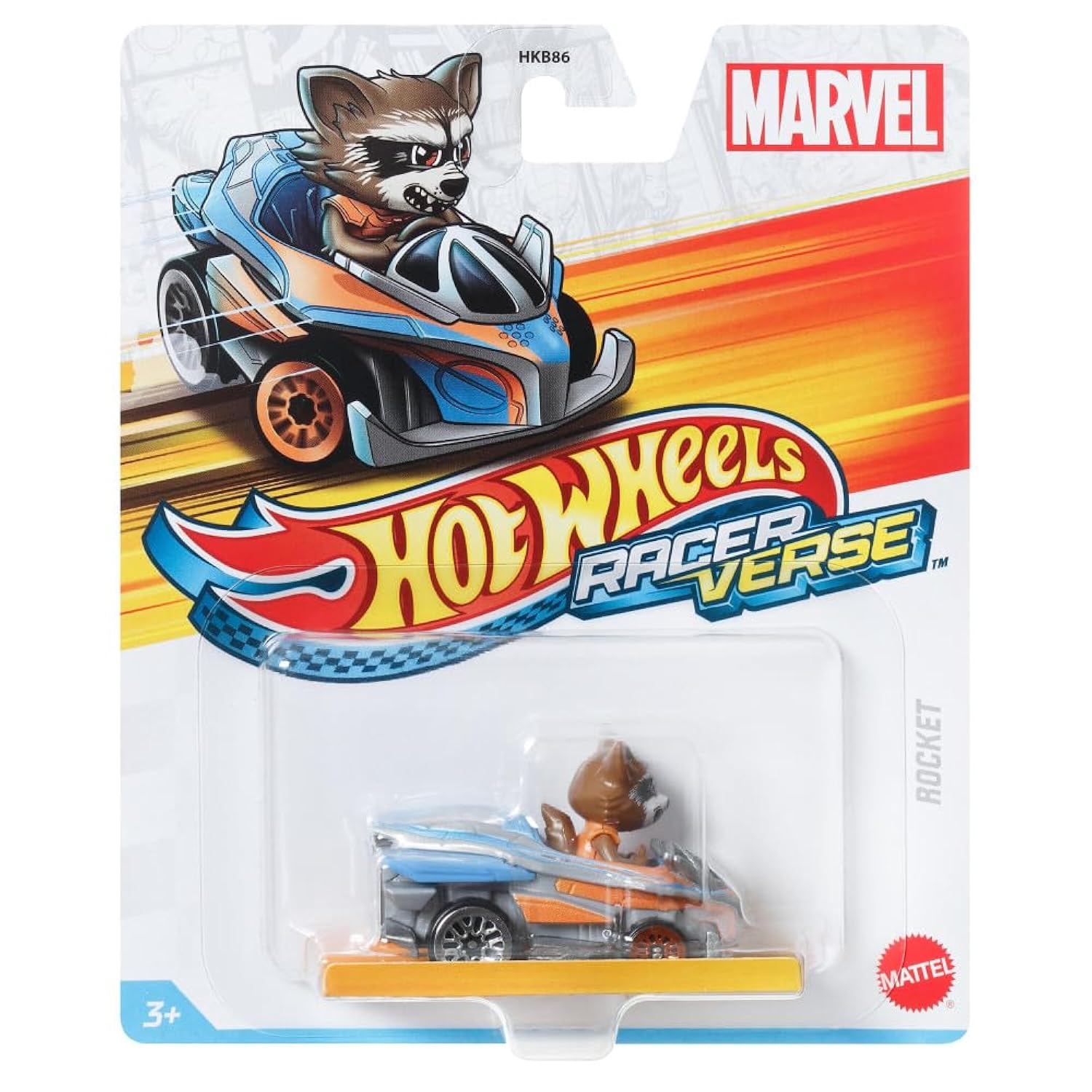 Hot Wheels RacerVerse Die-Cast Vehicle with Rocket Racoon Driver 1:64 Scale