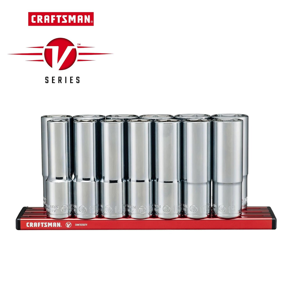 CRAFTSMAN V-SERIES Socket Set, Deep MM, 1/2 Inch Drive, 13 Piece (CMMT17595V)