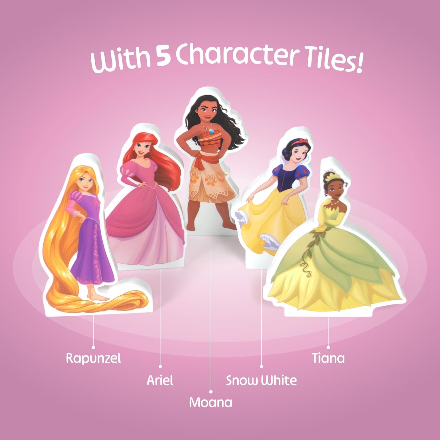 Disney Princess Toys Magnetic Tiles Castle Set - 172-Piece STEM Building Toy with Ariel, Moana, Snow White, Tiana & Rapunzel Characters, Marble Run Slides, Disney Toys for Girls Ages 3+