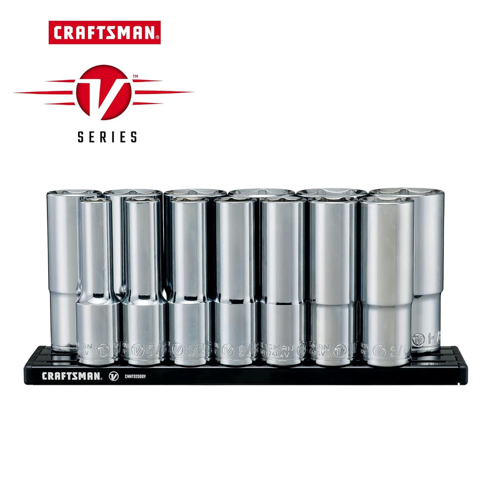 CRAFTSMAN V-SERIES Socket Set, Deep SAE, 1/2 Inch Drive, 13 Piece (CMMT17395V)