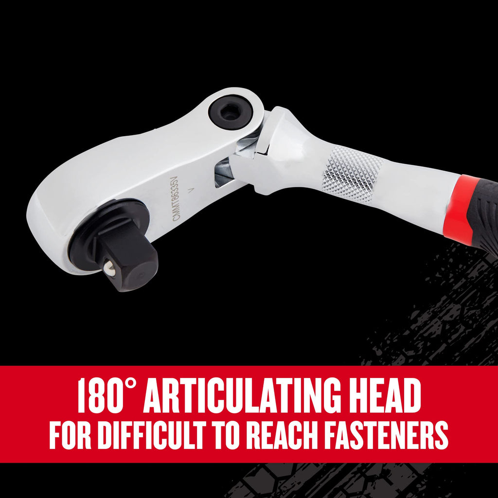 CRAFTSMAN V-SERIES Ratchet, 1/2 Inch Drive, 96-Tooth, Flexible Head XL Comfort Grip (CMMT86336V)