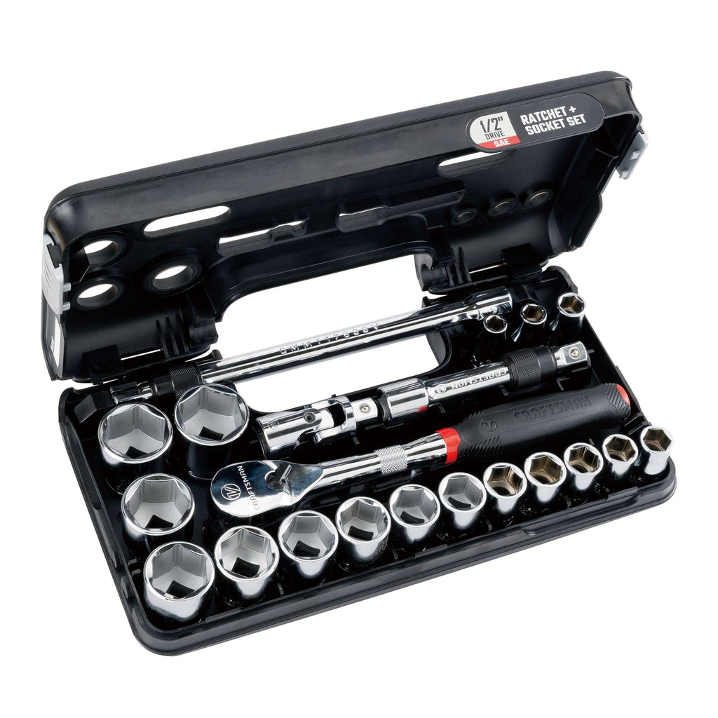 CRAFTSMAN V-SERIES Socket Set, Shallow SAE, 1/2 Inch Drive, 21 Piece (CMMT45754V)