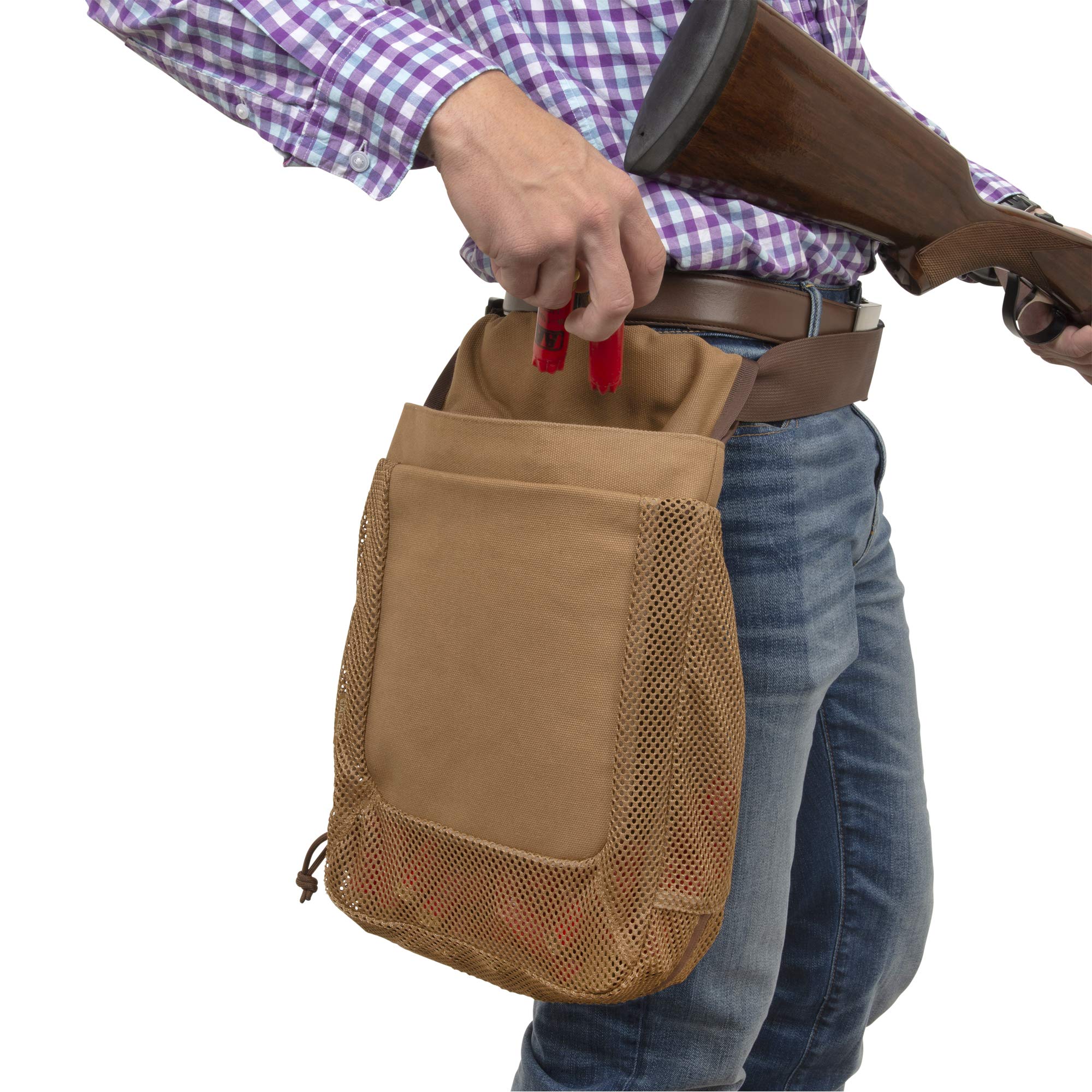 Allen Company Rival Hull Bag & 52 inch Waist Belt, Holds 100 Empty Hulls, Tan, Caramel Brown, One Size, Bags & Range_Trap & Skeet