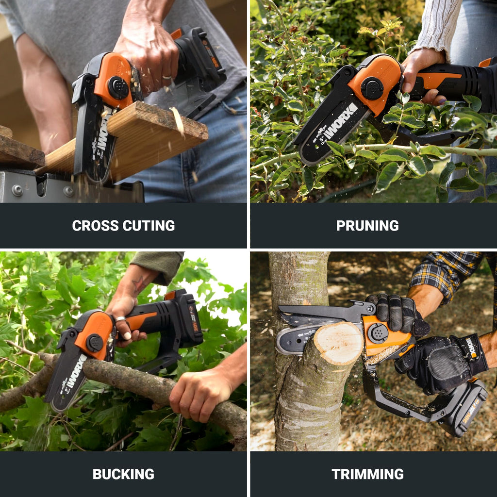 WORX WG324.9 20V Power Share 5” Cordless Pruning Saw, Bare Tool Only, Black and Orange
