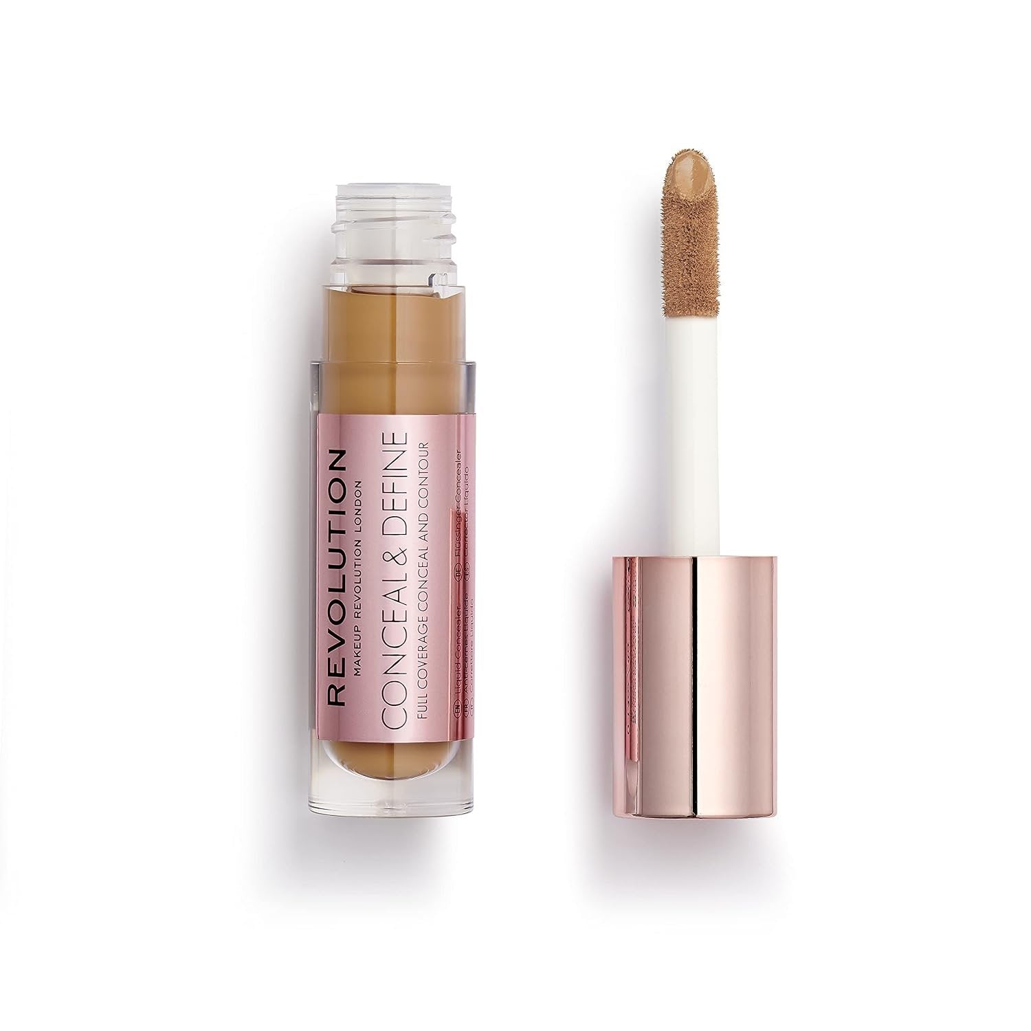 Makeup Revolution Conceal and Define Foundation, Full Coverage & Matte Finish, F12.5 for Medium/Dark Skin Tones, Vegan & Cruelty-Free, 0.7 Fl Oz