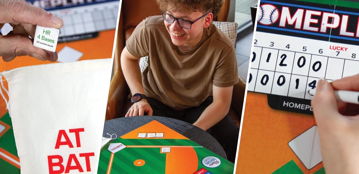 HomePlate USA Baseball Strategy Board Game, Teaching the Art of Baseball at Home, for Ages 10+, 1 or 2 Players