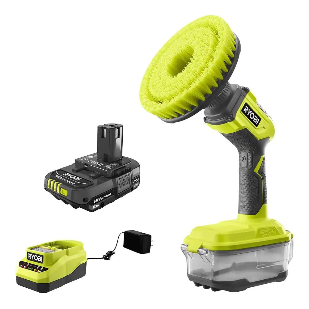 ONE+ 18V Cordless Compact Power Scrubber Kit with 2.0 Ah Battery and Charger