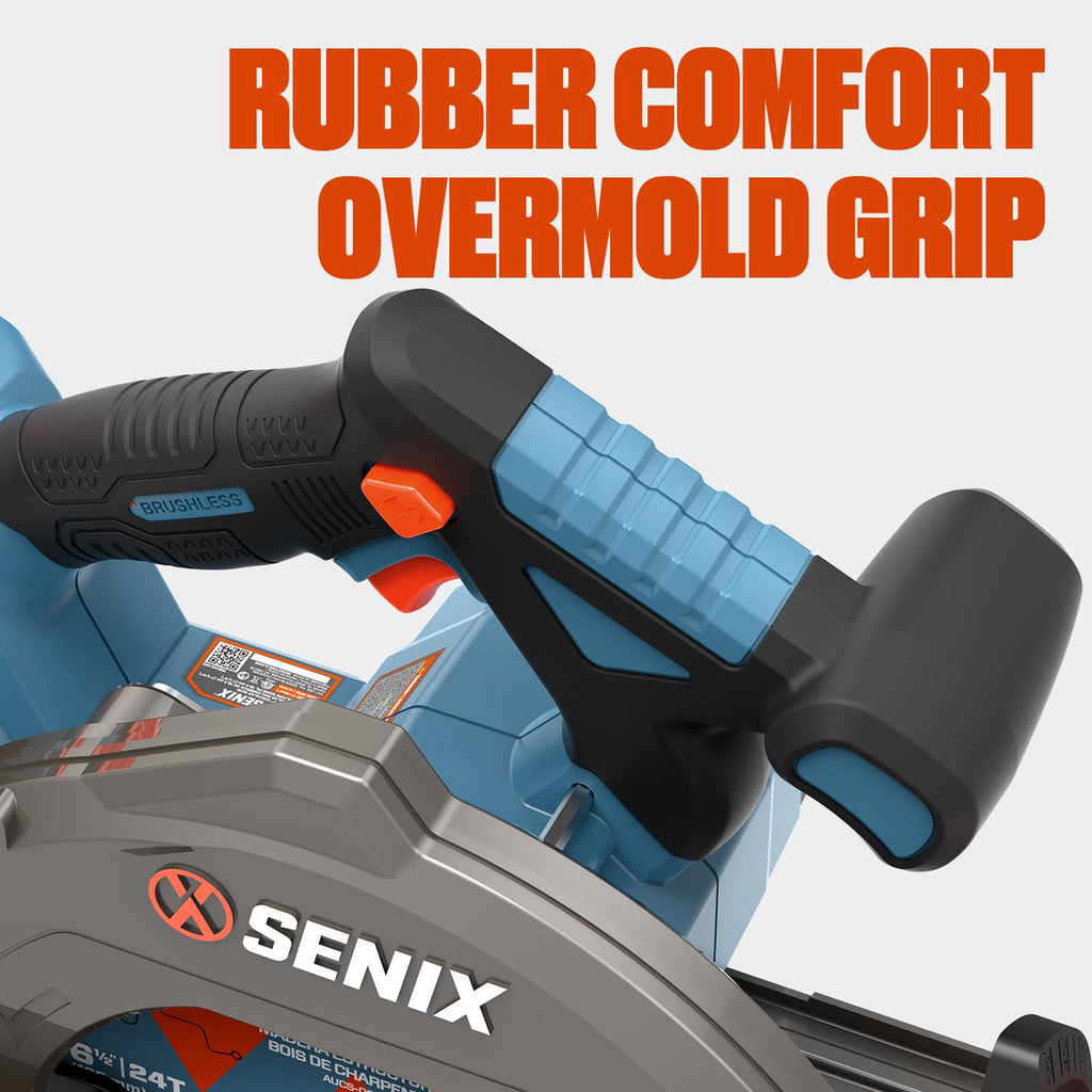 SENIX 20V Max 7-1/4" Circular Saw for Wood Cutting | Cordless Circular Saw with 4.0Ah Battery & Charger | 4200RPM Brushless Motor, LED Light, 55° Bevel | Storage Bag Included (PSCX2-M3)