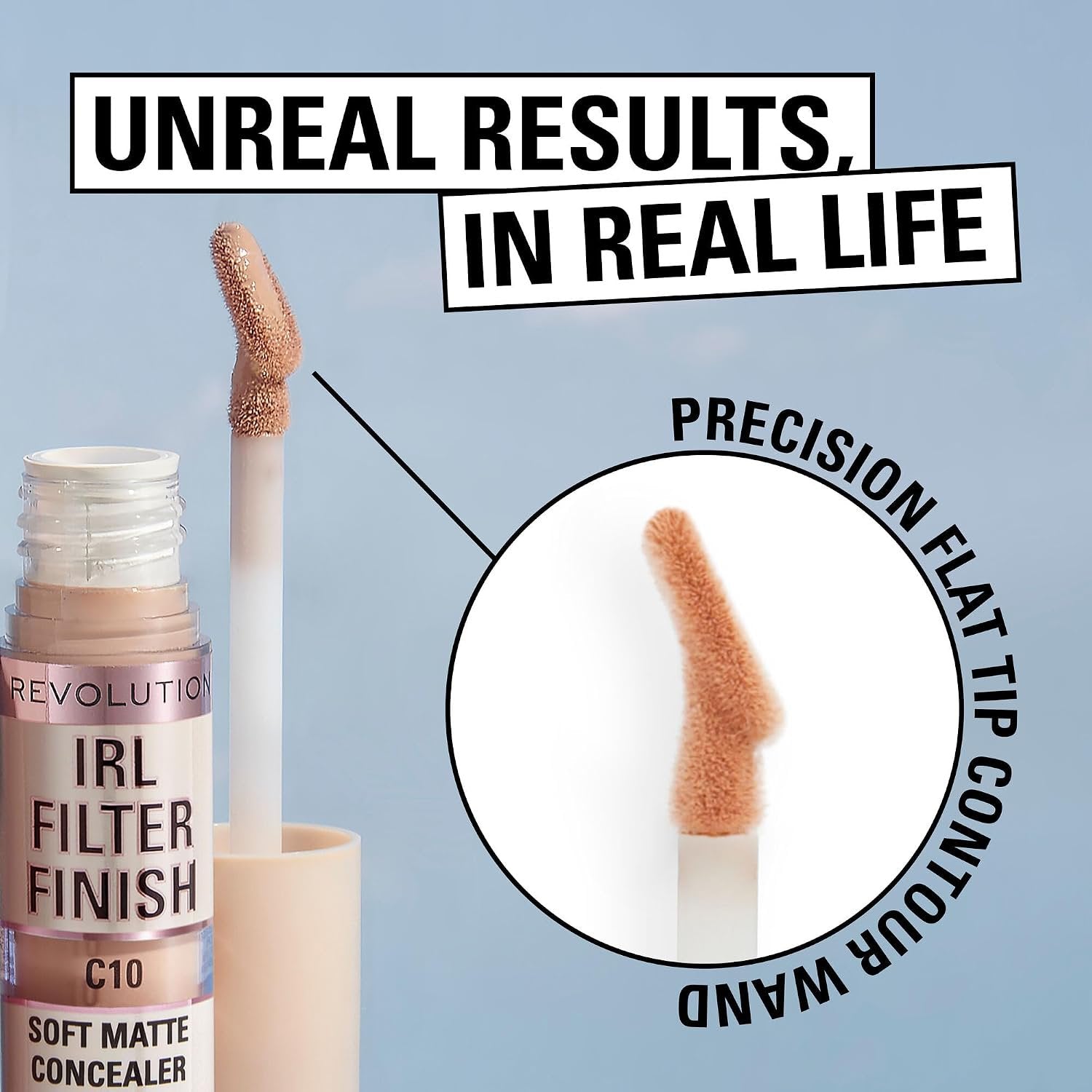Revolution, IRL Filter Finish Concealer, Full Coverage, Oil-Free, Long-Lasting & Lightweight Formula, Infused with Hyaluronic Acid, Vegan & Cruelty-Free, C16, 0.21 oz