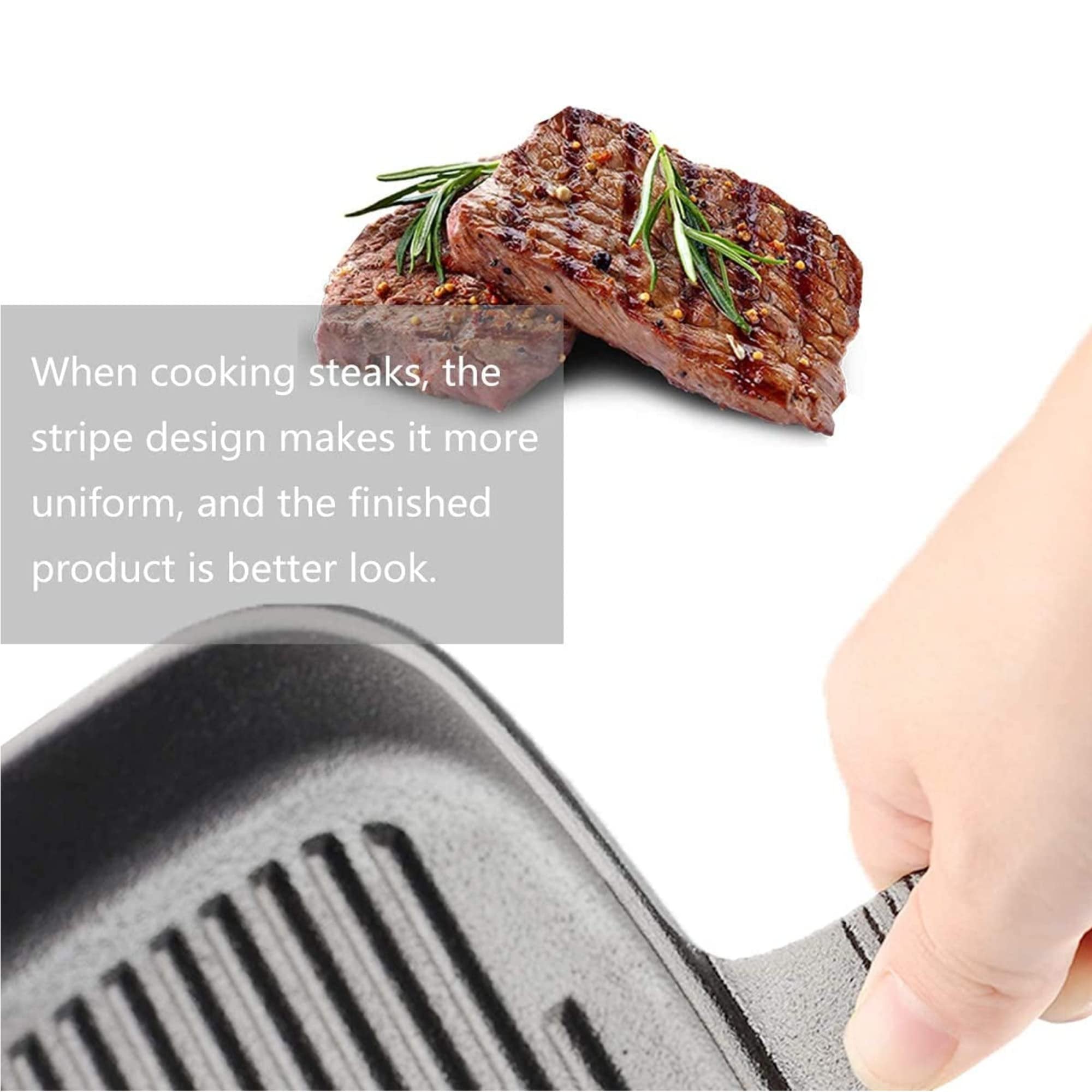 B.C. Fine Food B.C. FIND FOOD Cast Iron Grill Pan Non Stick 9 inch Diameter Suare Skillet iron Frying Pan and Pots For Grilling Bacon Steak Meats Best Gift For Her Christmas Gifts