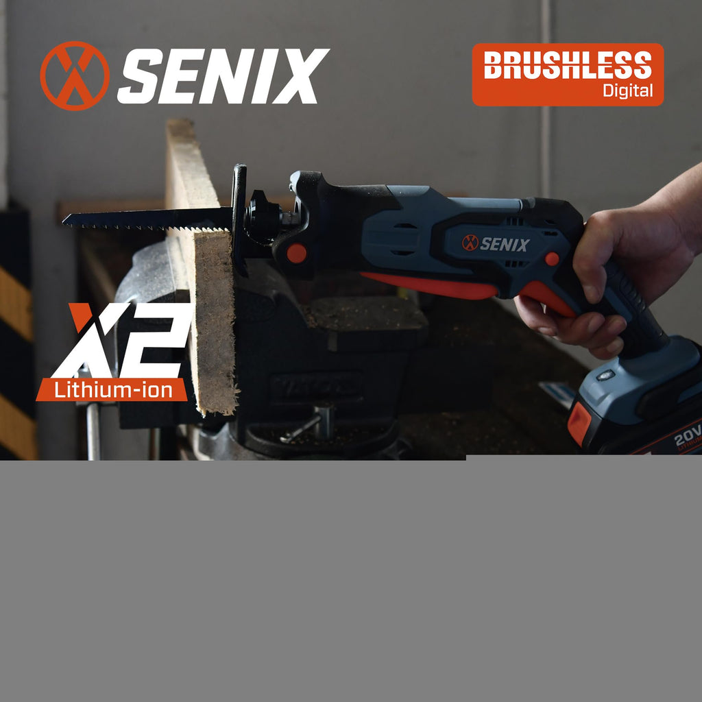 SENIX PSRX2-M1-0 X2 20 Volt Max* 1/2-Inch Compact Reciprocating Saw, Variable Speed, 2800 SPM Max, Tool-Less Blade Clamp, 3-Mode LED Light, Tool Only, Battery Not Included