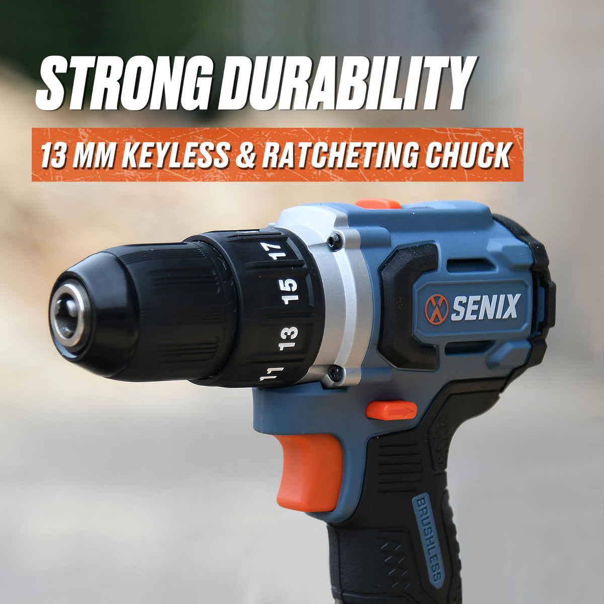 SENIX 20V Max Cordless Drill/Driver Set, Power Tool Kit with 2.0 Ah Batteries and Charger, Brushless Motor, 1/2-Inch, 2 Variable Speed, Soft Bag Included(PDDX2-M2)