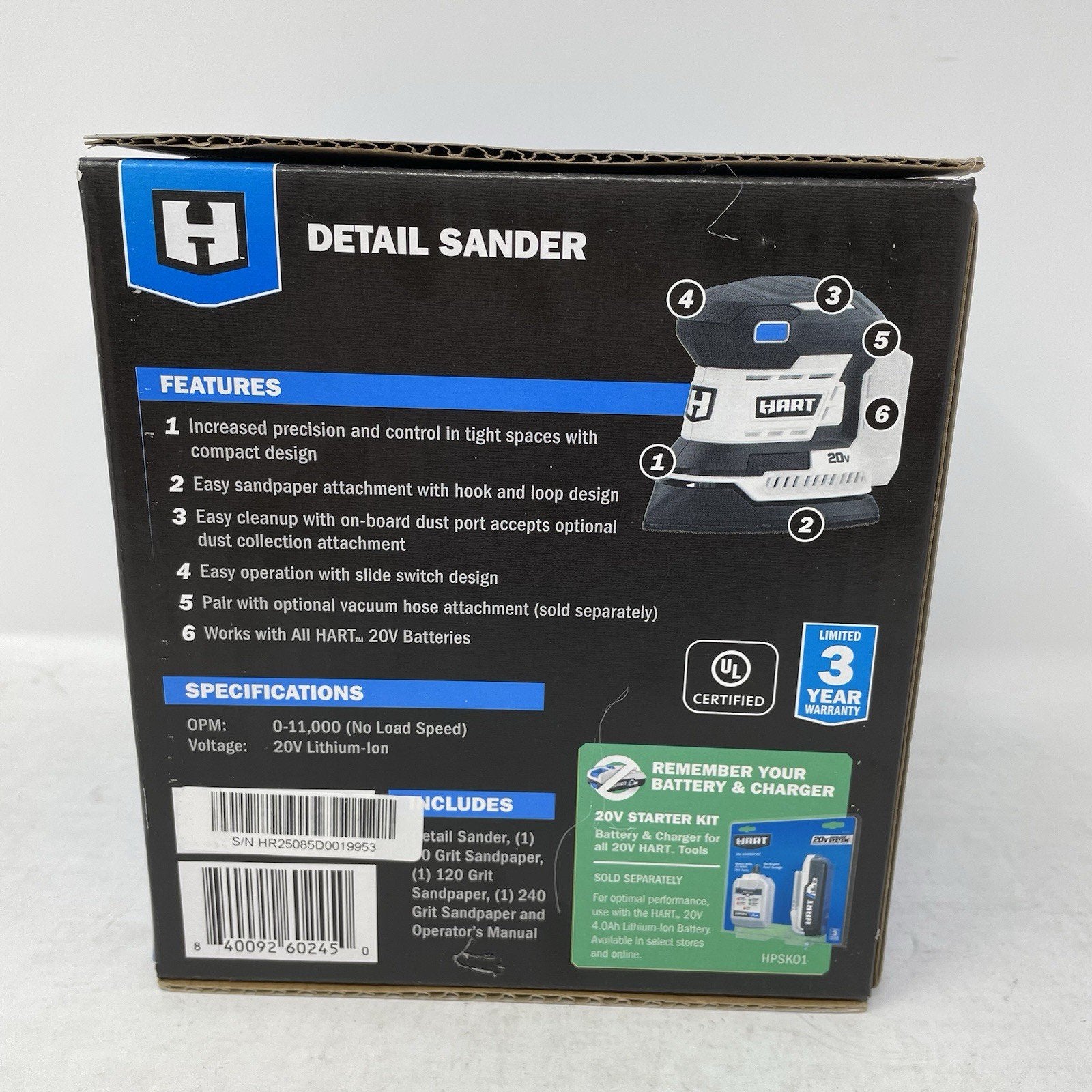 HART 20-Volt Cordless Detail Sander HPSD85  *Tool Only*