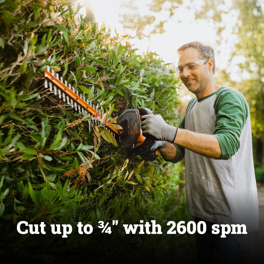 WORX 22" Cordless Hedge Trimmer, Electric Hedge Trimmer with Dual-Action Blades, Lightweight Bush Trimmer with 4.4 LBS, Battery & Charger Not Included, WG261.9