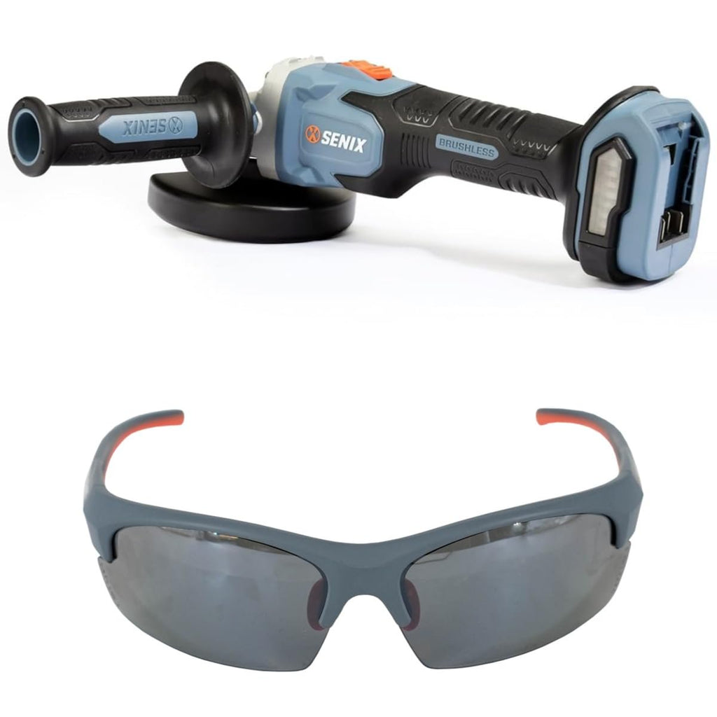 SENIX PAX2115-M2-0 X2 20 Volt Max* 4-1/2-Inch Brushless Angle Grinder Tool, 8500 RPM Max, 3-Position Auxiliary Handle, Spring-Loaded Safety Slide Switch, Tool Only, Battery Not Included