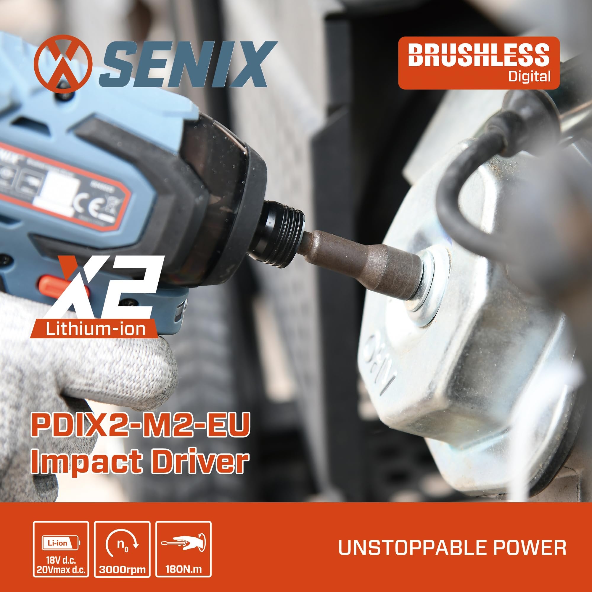 SENIX PDIX2-M2-0 20 Volt Max* X2 1/4-Inch Cordless Impact Driver, 4-Speed Battery Screwdriver with Brushless Motor and LED Light, 130 Foot-Pounds of Max Torque, Tool Only, Battery Not Included
