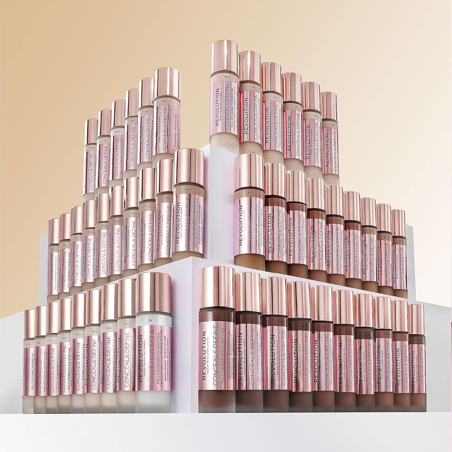 Makeup Revolution Conceal and Define Foundation, Full Coverage & Matte Finish, F12.5 for Medium/Dark Skin Tones, Vegan & Cruelty-Free, 0.7 Fl Oz