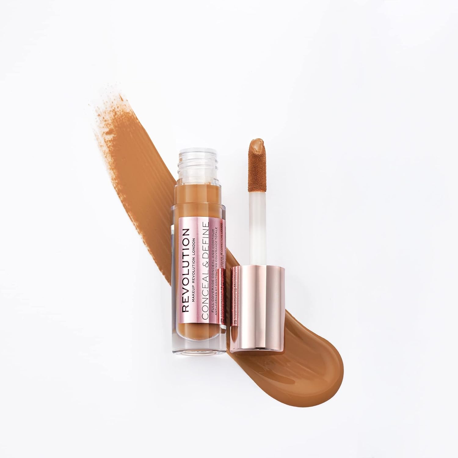Makeup Revolution Conceal and Define Foundation, Full Coverage & Matte Finish, F12.5 for Medium/Dark Skin Tones, Vegan & Cruelty-Free, 0.7 Fl Oz