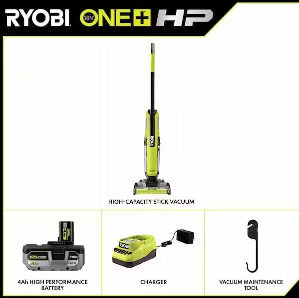 ONEAND HP 18V Cordless HIGH-Capacity Stick Vacuum KIT with 4.0 AH Battery and Charger
