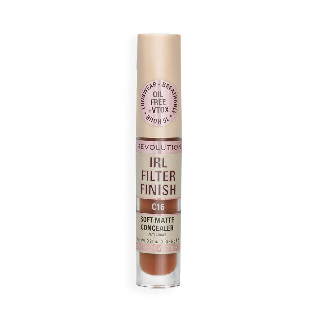 Revolution, IRL Filter Finish Concealer, Full Coverage, Oil-Free, Long-Lasting & Lightweight Formula, Infused with Hyaluronic Acid, Vegan & Cruelty-Free, C16, 0.21 oz