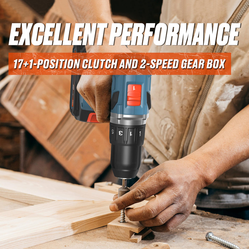 SENIX 20V Max Cordless Drill/Driver Set, Power Tool Kit with 2.0 Ah Batteries and Charger, Brushless Motor, 1/2-Inch, 2 Variable Speed, Soft Bag Included(PDDX2-M2)