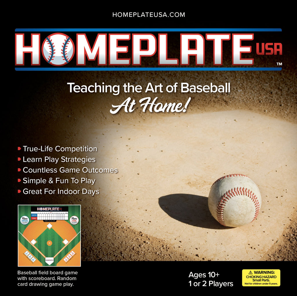 HomePlate USA Baseball Strategy Board Game, Teaching the Art of Baseball at Home, for Ages 10+, 1 or 2 Players
