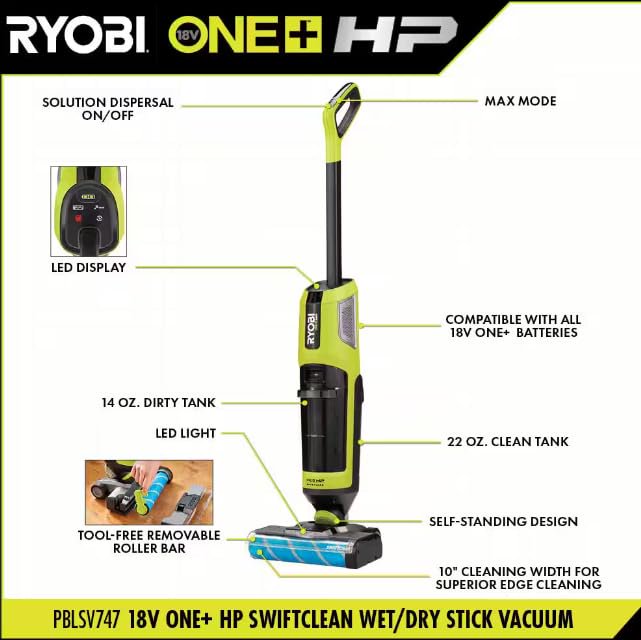 ONEAND HP 18V Cordless SWIFTCLEAN Wet/Dry Stick MOP and Vacuum KIT with 4.0 AH Battery A