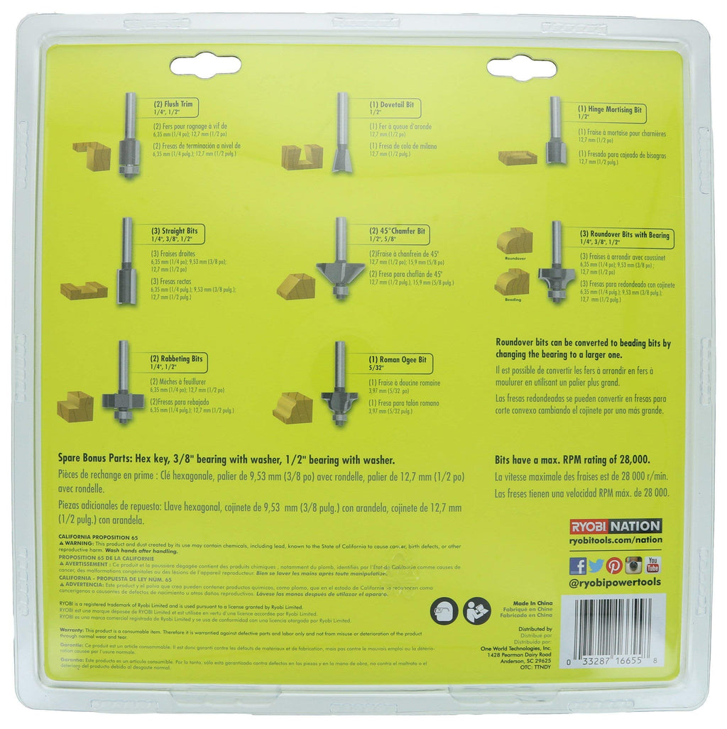 Shank Carbide Router BIT Set 15-Piece