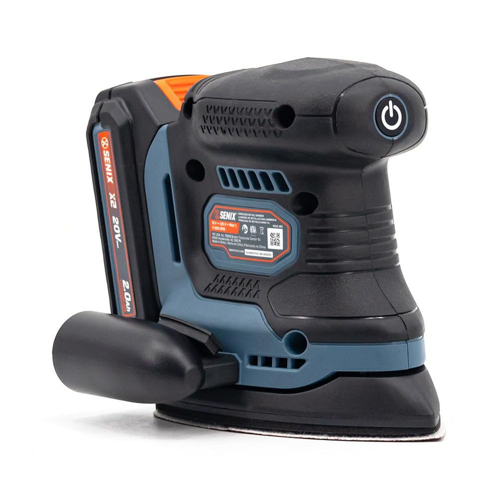 SENIX 20V Cordless Detail Sander,Electric Hand-Sander with 11,000 OPM,Lightweight & Compact Design for Woodworking,Furniture,Drywall,Paint Removal(Tool Only,No Included Battery)