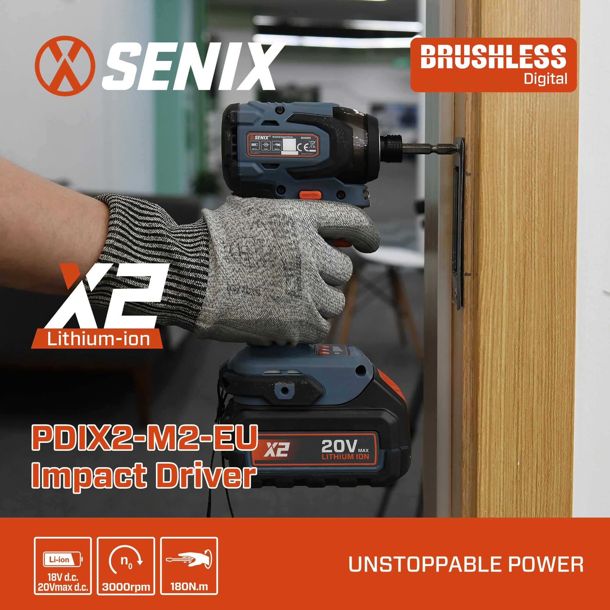 SENIX PDIX2-M2-0 20 Volt Max* X2 1/4-Inch Cordless Impact Driver, 4-Speed Battery Screwdriver with Brushless Motor and LED Light, 130 Foot-Pounds of Max Torque, Tool Only, Battery Not Included