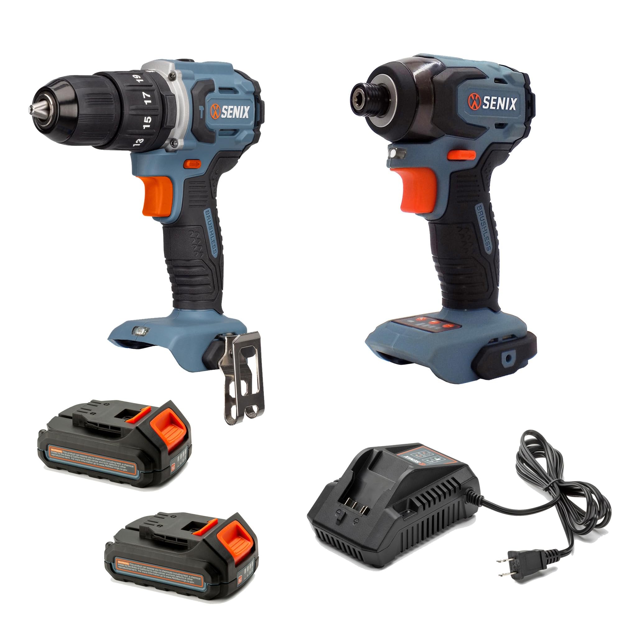 SENIX X2 20 Volt Max* 2-Piece Cordless Power Tool Kit with Battery Powered 1/2-Inch Hammer Drill Driver and 1/4-Inch Impact Driver, Includes Soft Bag, 2 2.0 Ah Batteries & Charger $30.00 off of already reduced price for Daily Deal SPECIAL PRICE $59.99