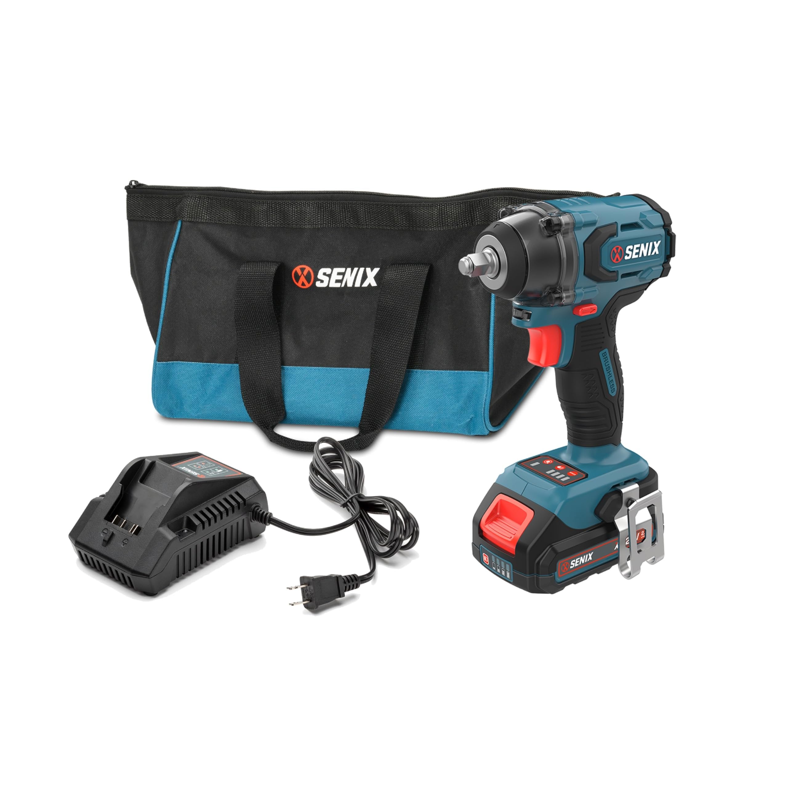 SENIX X2 20 Volt Max* 3/8-Inch Cordless Impact Wrench, Brushless Motor, 365 Foot-Pounds of Max Torque, 4-Speed, Includes Storage Bag, Battery and Charger Included (PDWX2-M11) $30.00 off of already reduced price for Daily Deal SPECIAL PRICE $50.74