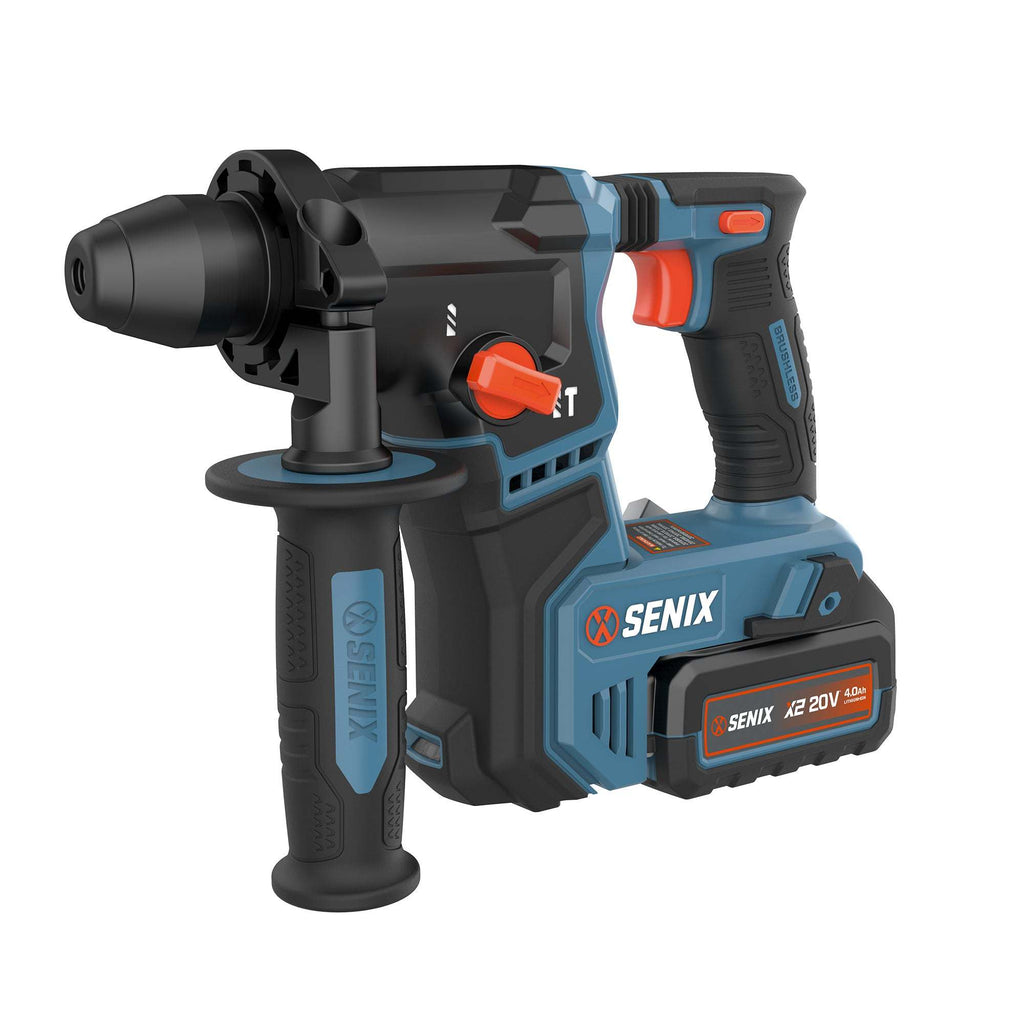 SENIX X2 20 Volt Max* SDS-Plus Cordless 5/8" Rotary Hammer Drill with Brushless Motor, Auxiliary Handle, Dual Function, & Vibration Control, Includes Battery, Charger, & Storage Bag (PDRX2-M2)NOW Deal-of-the-Day $45.99