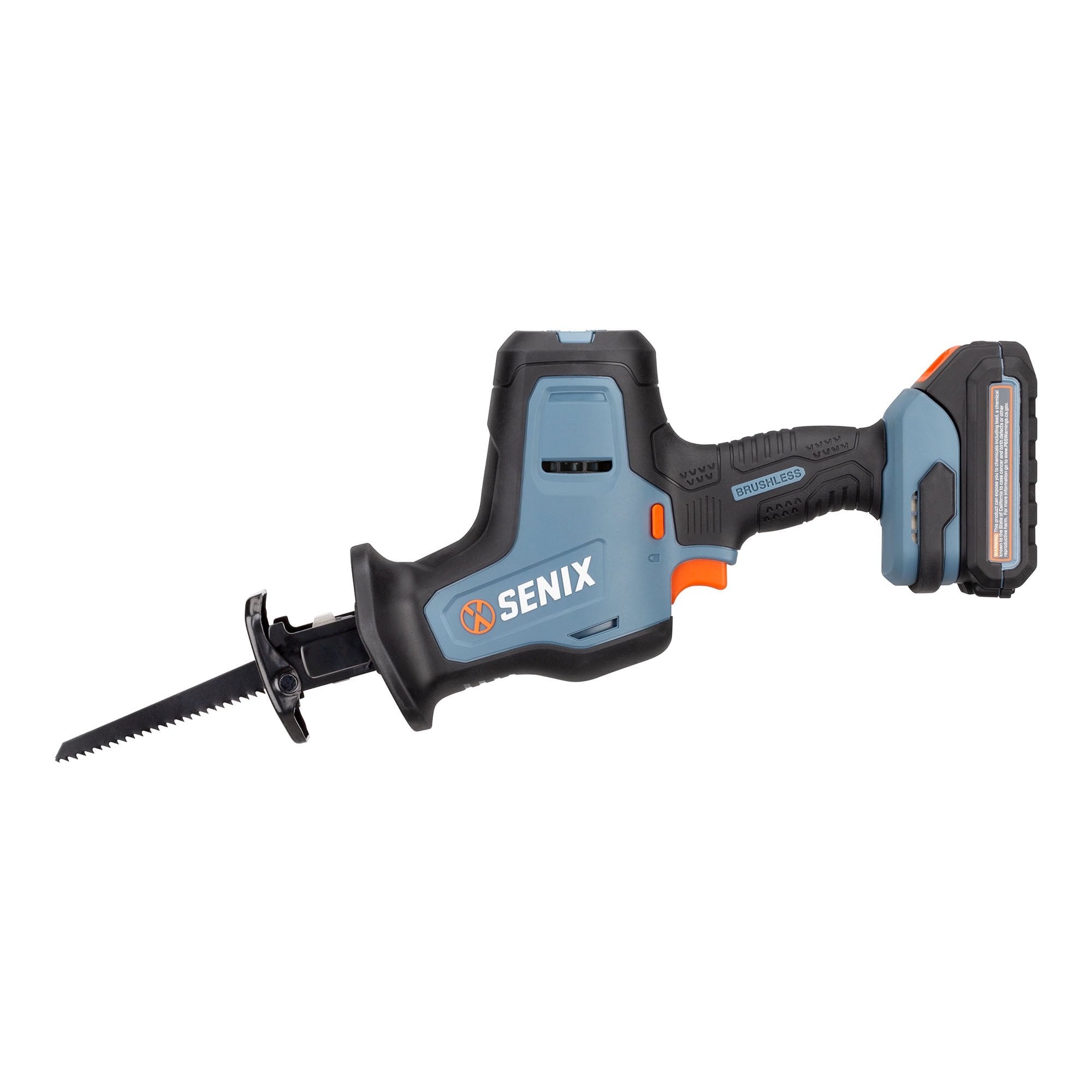 SENIX X2 20 Volt Max* 7/8-Inch Compact Reciprocating Saw Power Tool Set, Variable Speed, 3000 SPM Max, Tool-Less Blade Clamp, 3-Mode LED Light, 2.5 Ah Battery and Charger Included (PSRX2-M2)