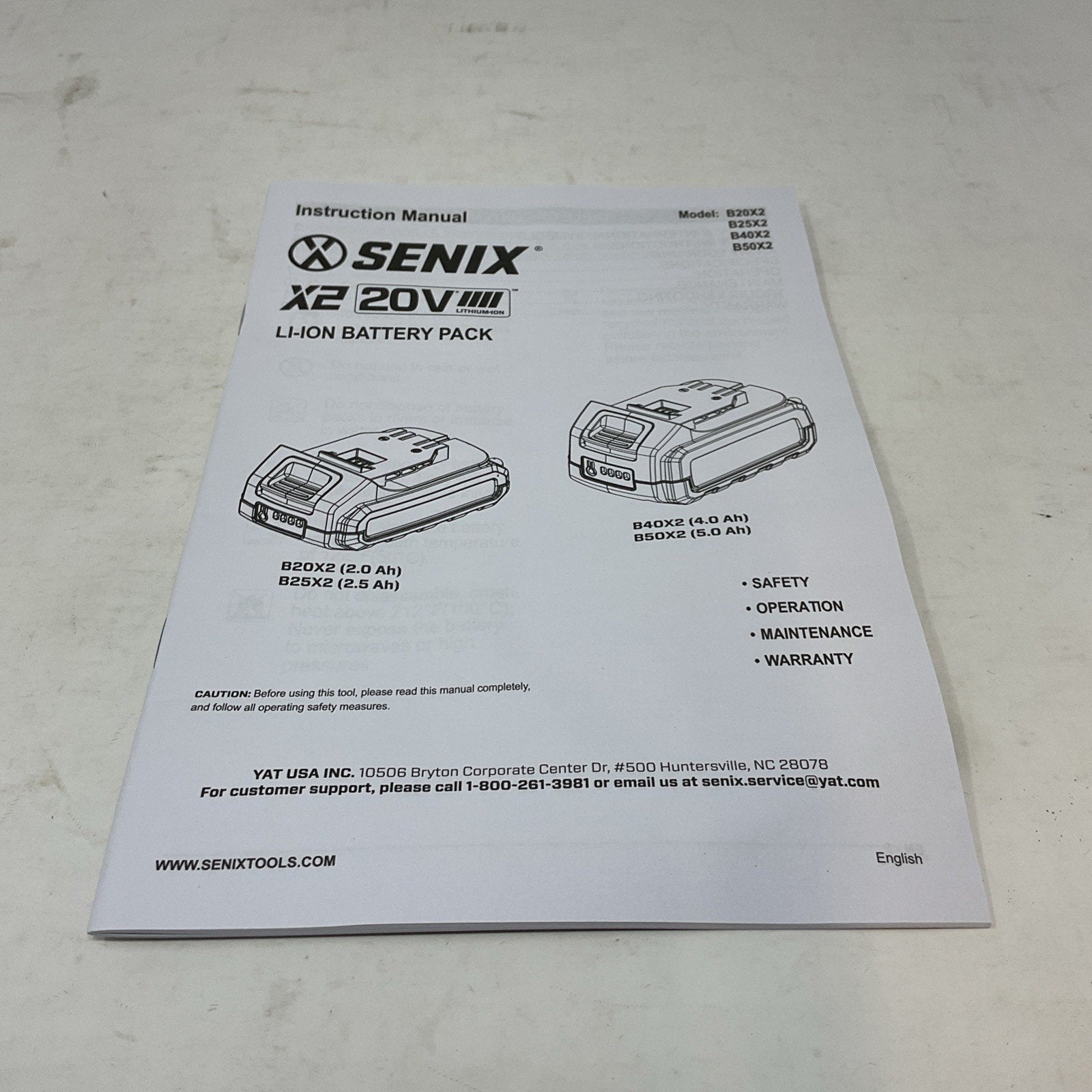 Senix 20V Volt 2.0Ah Lithium Ion Battery B20X2