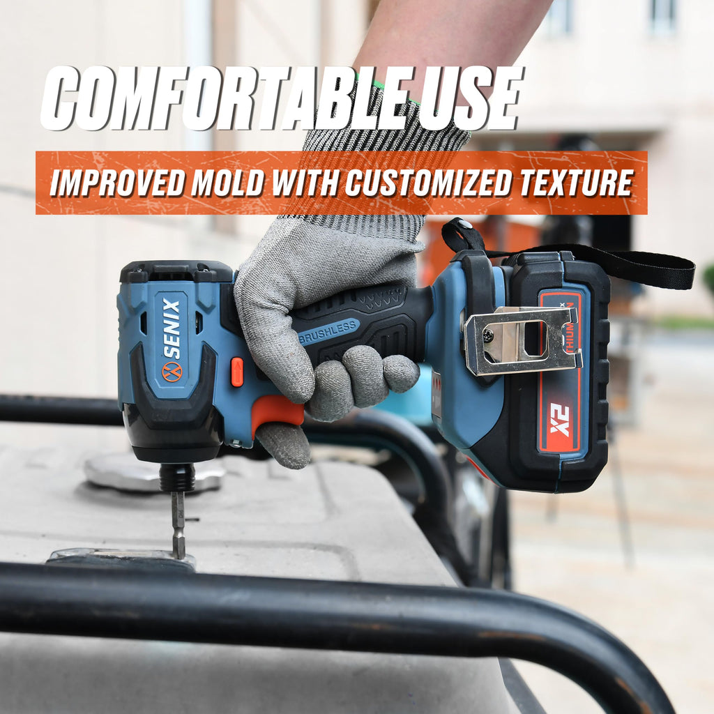 SENIX PDIX2-M2-0 20 Volt Max* X2 1/4-Inch Cordless Impact Driver, 4-Speed Battery Screwdriver with Brushless Motor and LED Light, 130 Foot-Pounds of Max Torque, Tool Only, Battery Not Included