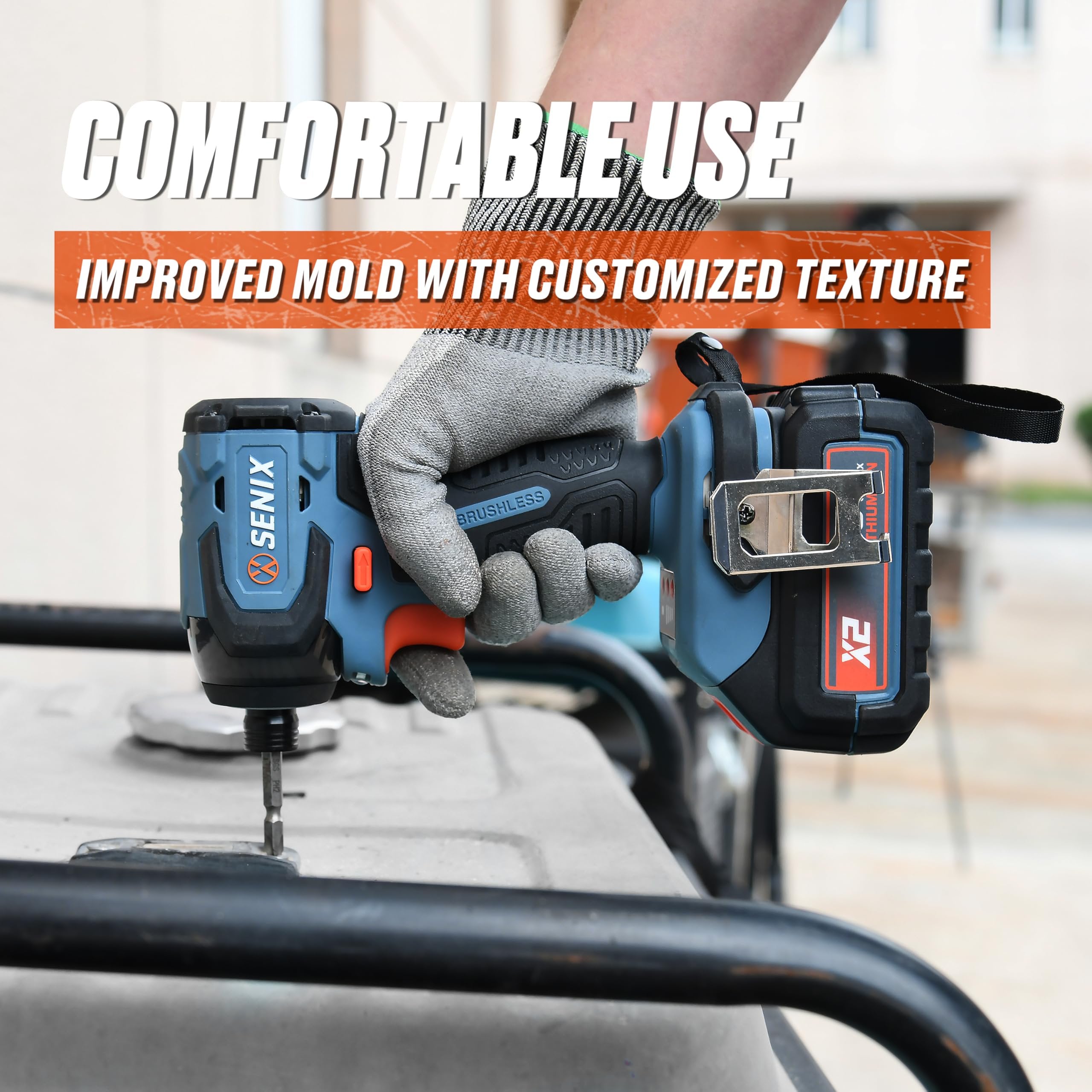 SENIX PDIX2-M2-0 20 Volt Max* X2 1/4-Inch Cordless Impact Driver, 4-Speed Battery Screwdriver with Brushless Motor and LED Light, 130 Foot-Pounds of Max Torque, Tool Only, Battery Not Included
