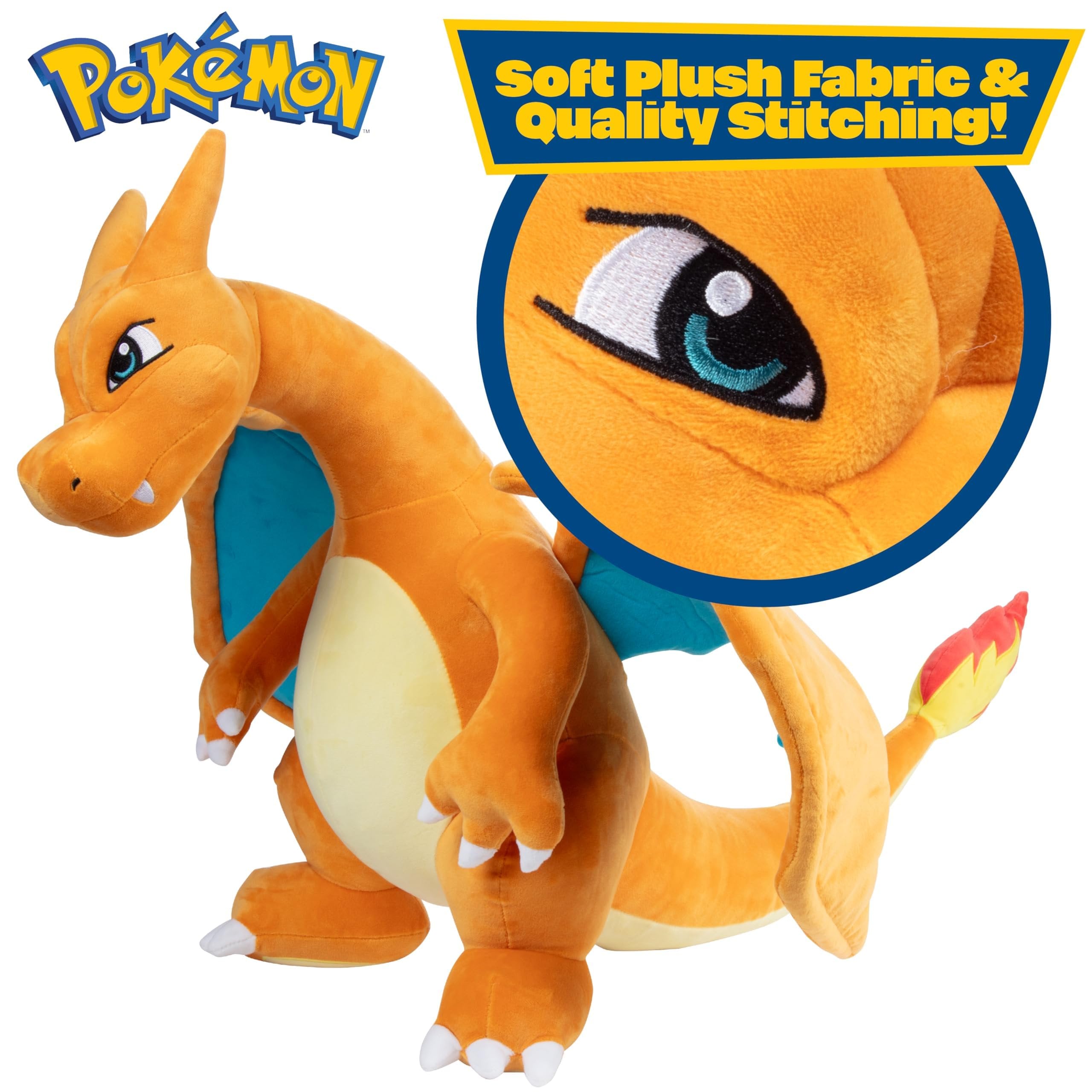 Pokemon 24" Jumbo Charizard Large Plush - Officially Licensed - Charmander Giant Evolution Figure - Authentic Pillow Stuffed Animal Toy Gift for Kids, Boys, Girls - 2+