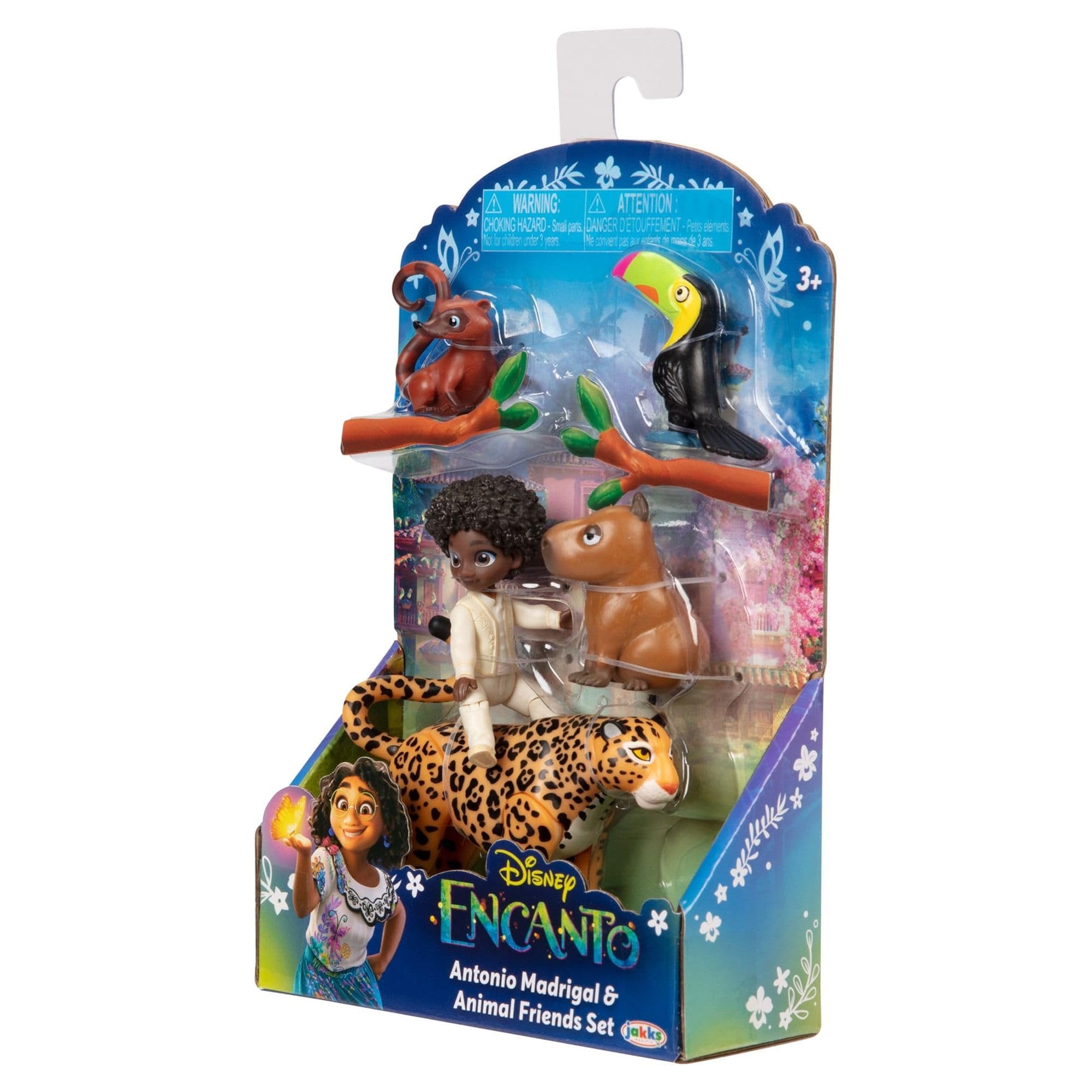 Disney Encanto – JK225581 – Antonio + Animals Figurine Set – Antonio Madrigal & 1 Jaguar, 1 Toucan, 1 Capybara and 1 Coati