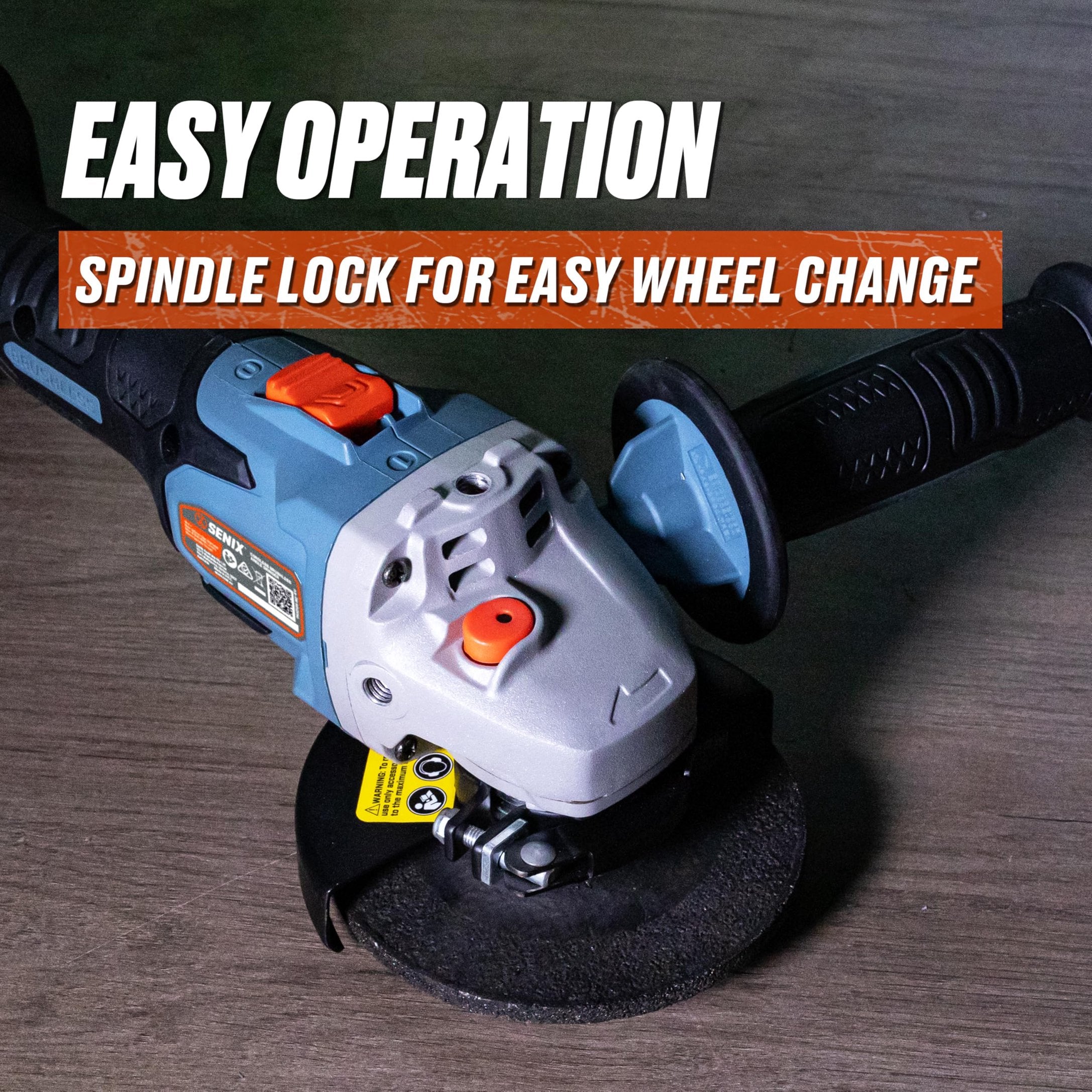 SENIX PAX2115-M2-0 X2 20 Volt Max* 4-1/2-Inch Brushless Angle Grinder Tool, 8500 RPM Max, 3-Position Auxiliary Handle, Spring-Loaded Safety Slide Switch, Tool Only, Battery Not Included